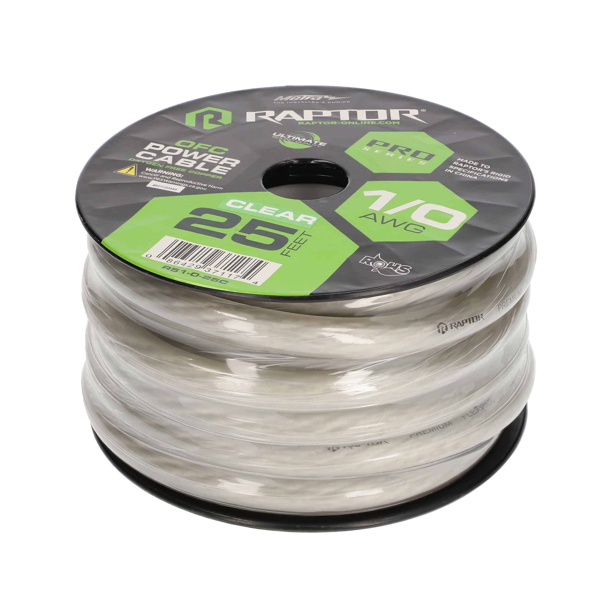 PRO Series Raptor by METRA Electronics Power Wire 1/0 AWG Oxygen Free Copper - Clear - R51-0-25C