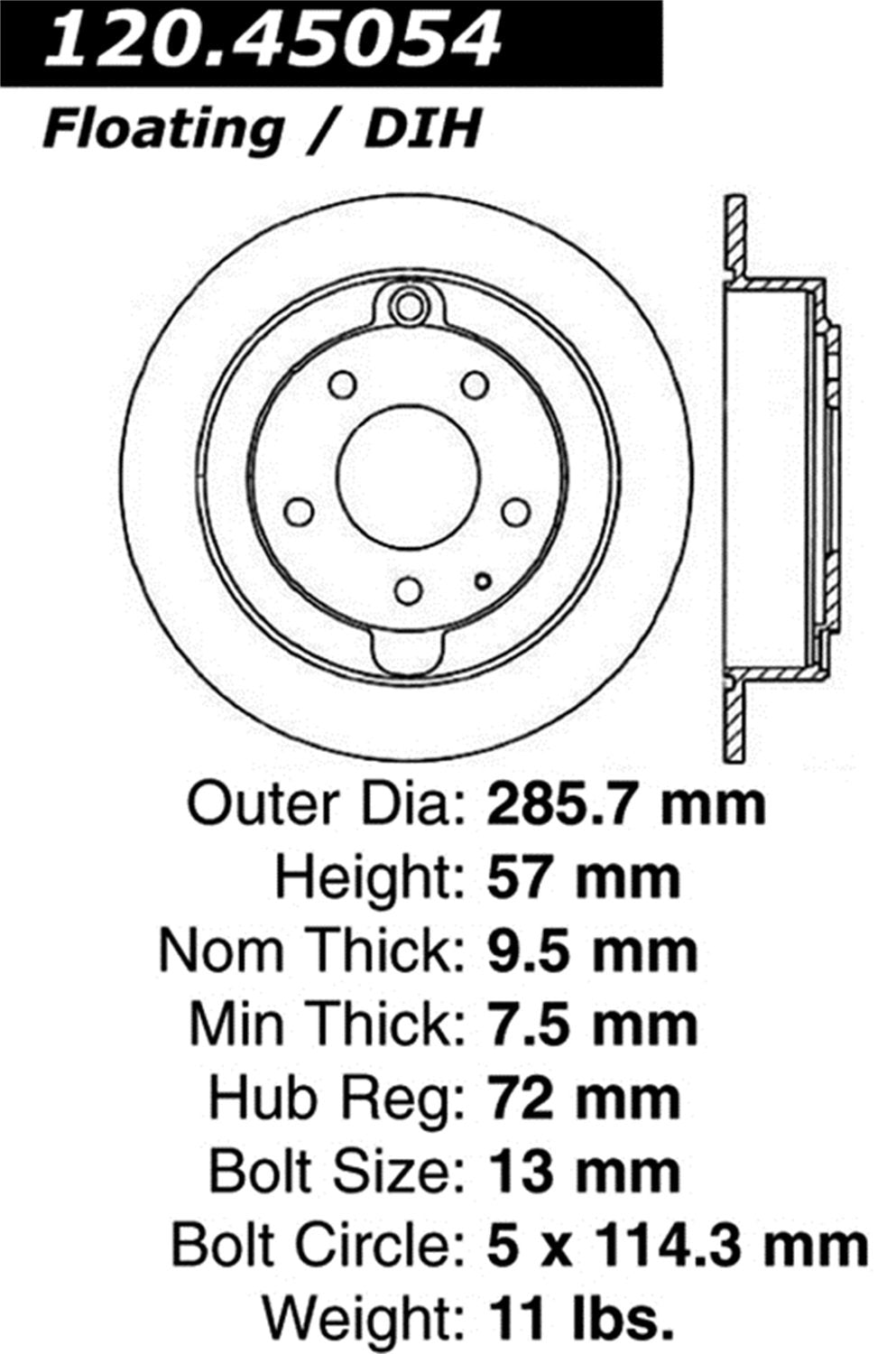Sport Drilled/Slotted Brake Rotor StopTech 127.45054L (Rear Left), 1 Pack