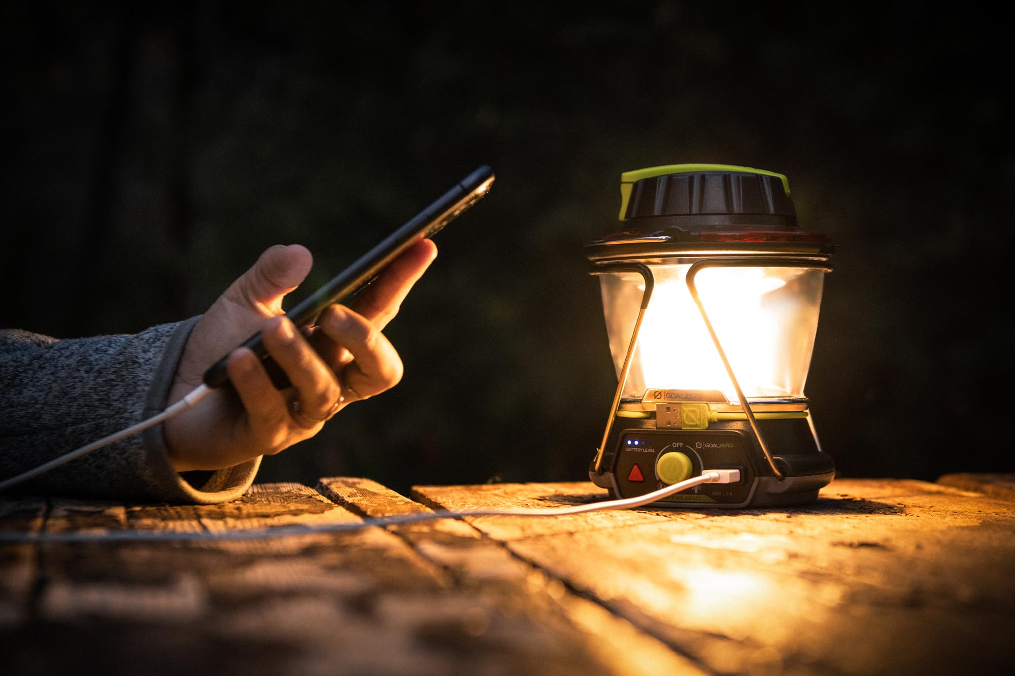 600 Lighthouse Multi Functional Adjustable Light Perfect for Camping, Outdoor Events, or Emergency use Lumens USB Charging of Phones and Small Devices Long-Lasting Lithium Battery.