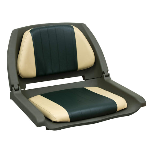 Molded Fishing Boat Seat Wise 8WD139LS-011 with Marine Grade Cushion Pads, Green Shell, Green/Sand Cushion