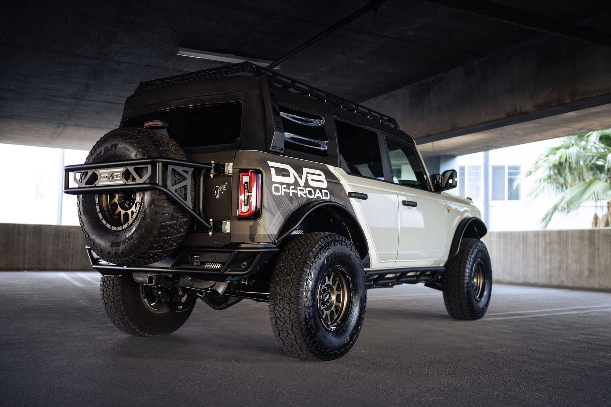 Rear Bumper Competition Series for 2021-2025 Ford Bronco | Fits Up to 37” Spare Tire | Mounts Two Light Mounts that Fit 3” Light Pods | Low Profile | DV8 Offroad