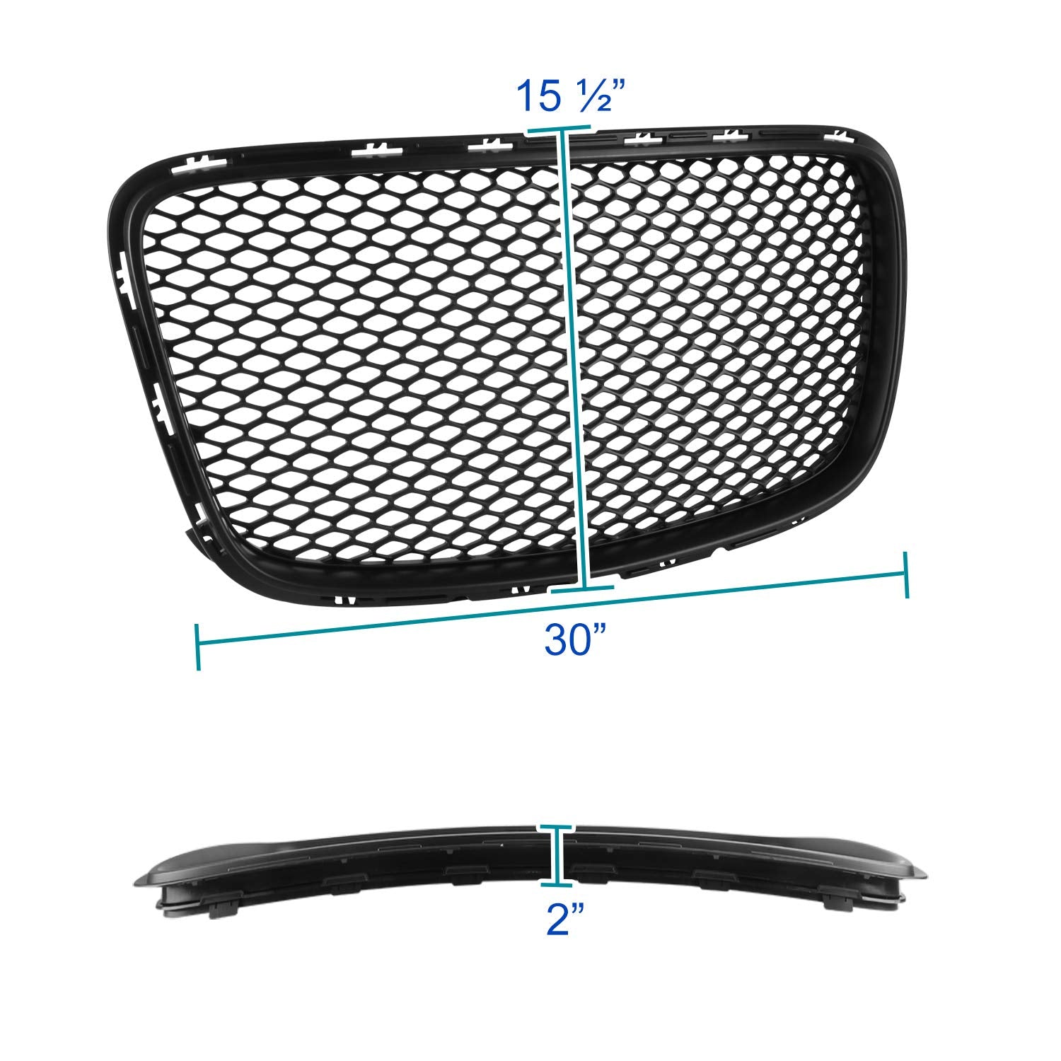 SRT Style Hood Grille Spec-D Tuning Black Compatible with 2015-2019 Chrysler 300