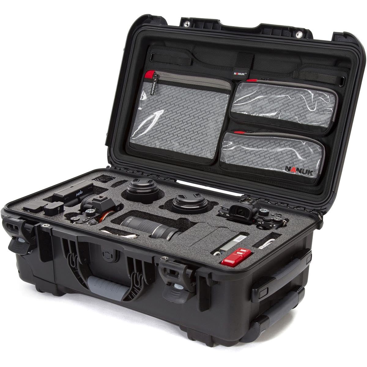 Waterproof Nanuk 935 Hard Case with Lid Organizer and Foam Insert for Canon, Nikon - 2 DSLR Body and Lens/Lenses - Black