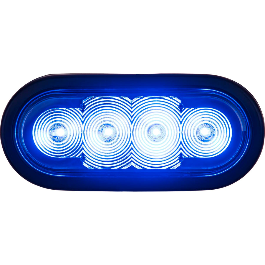 6 Inch Oval Strobe Light Buyers Products for Trucks and Emergency Vehicles, Blue LEDs and Clear Lens, Flashing Lights