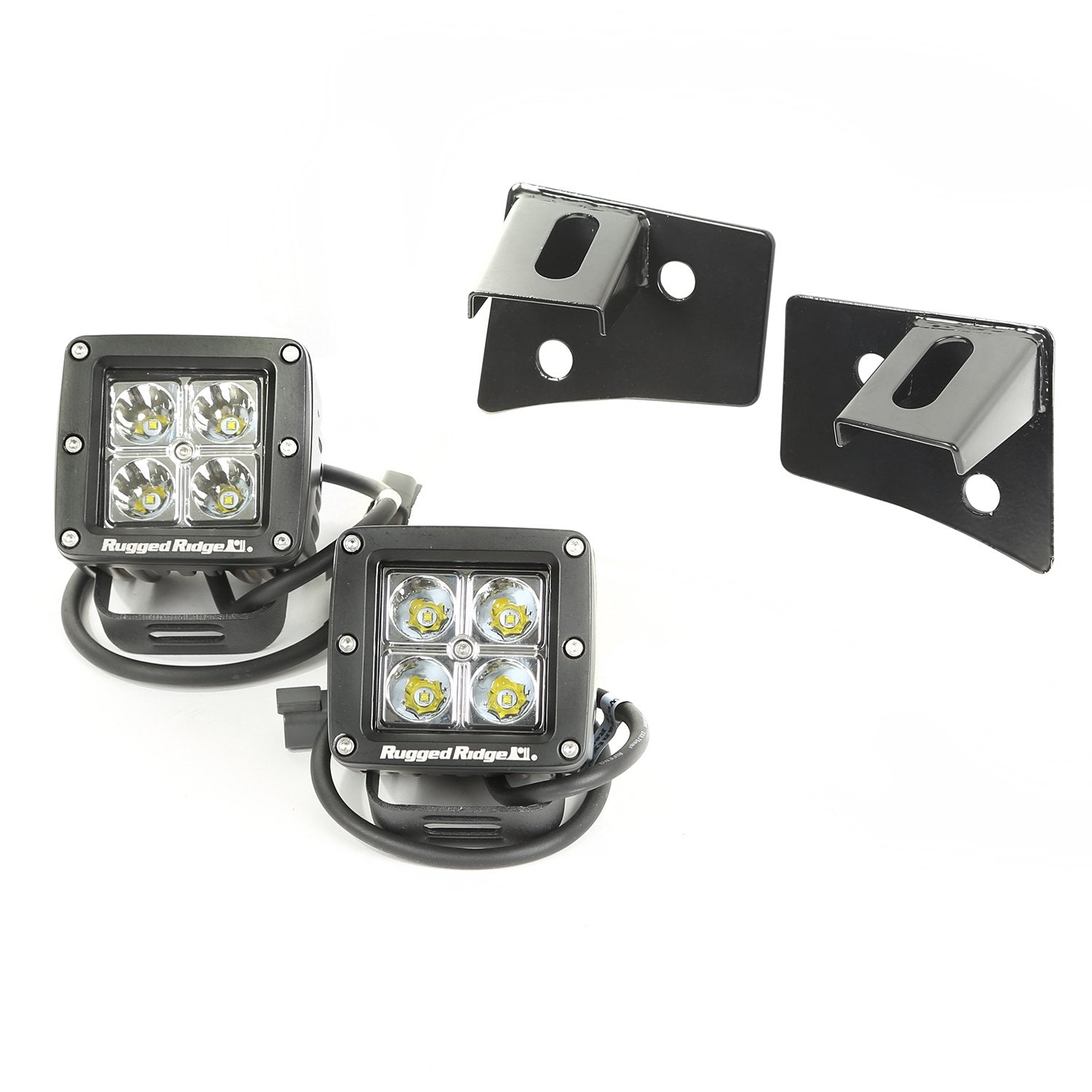 Rugged Ridge JK Light Kit for Jeep Wrangler | Windshield Mounted, Square | 11027.10 | Fits 2007-2018 Jeep Wrangler