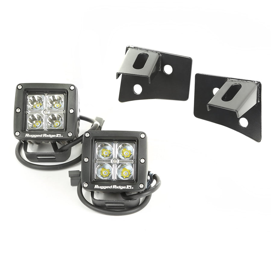 Rugged Ridge JK Light Kit for Jeep Wrangler | Windshield Mounted, Square | 11027.10 | Fits 2007-2018 Jeep Wrangler
