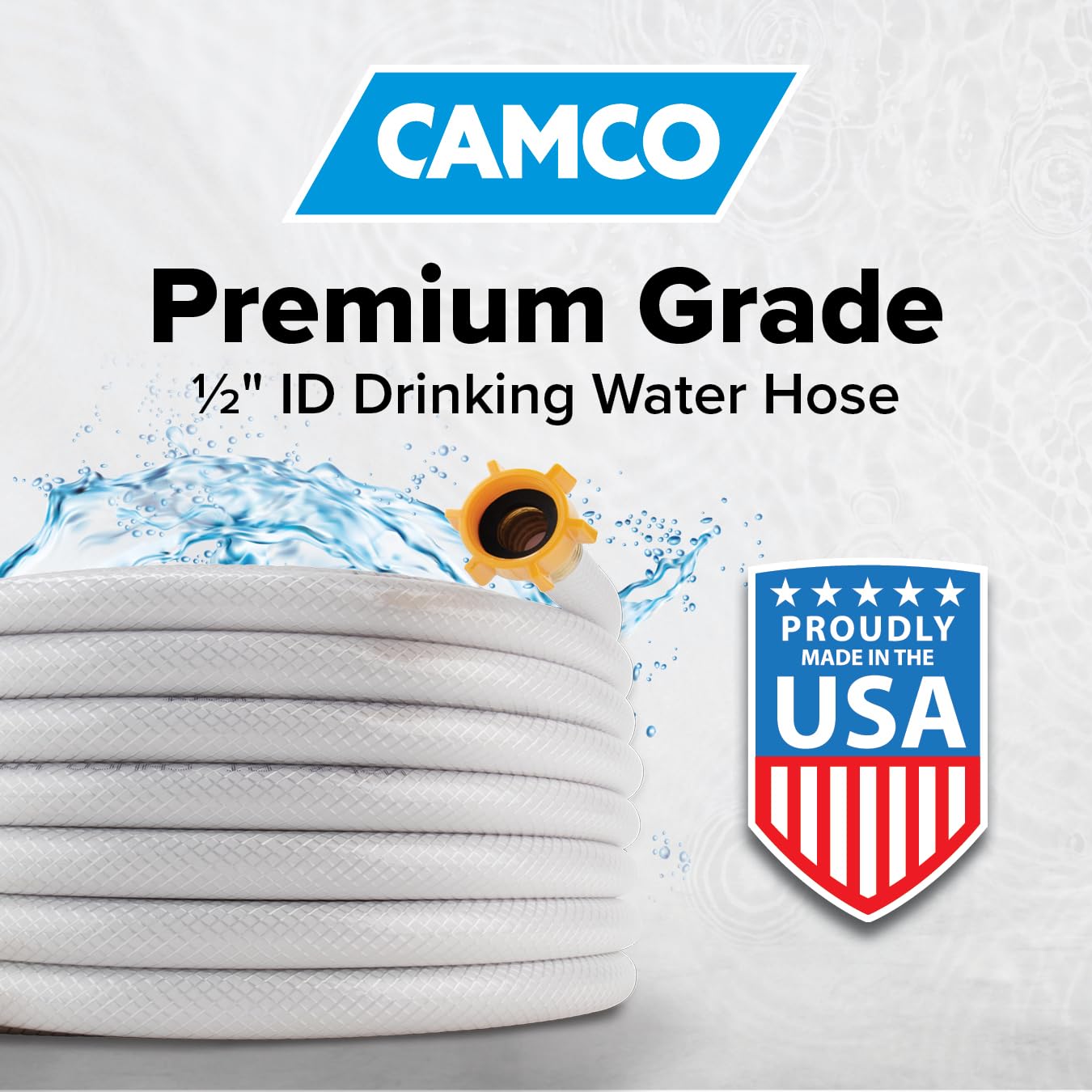 4-Ft Camco TastePURE Water Hose - RV Drinking Water Hose Contains No Lead, No BPA & No Phthalate - Features Reinforced Design & Crafted of PVC - 1/2” Inside Diameter, Made in the USA (22763)