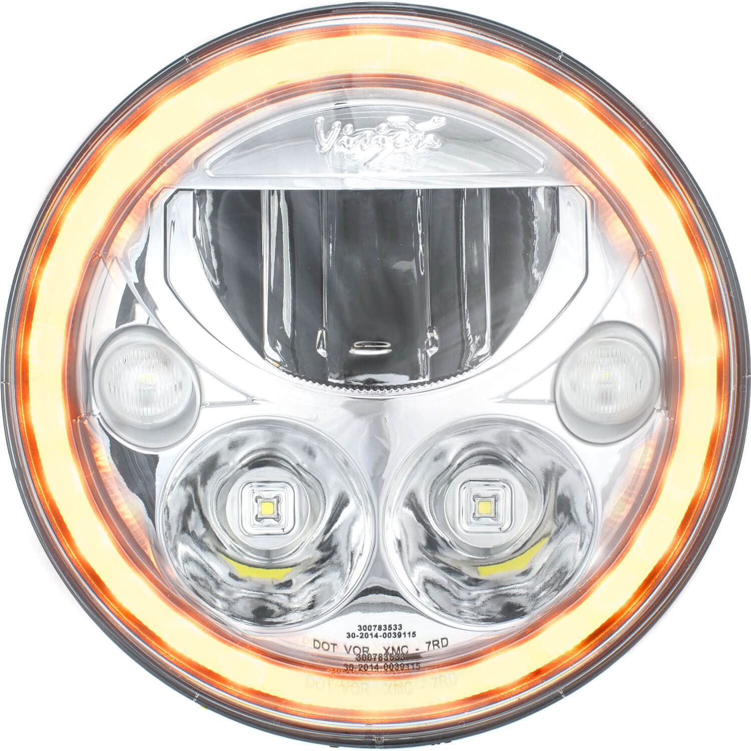 7" Single Round Amber Halo Vx Series Led Headlight W/Low-High-Halo