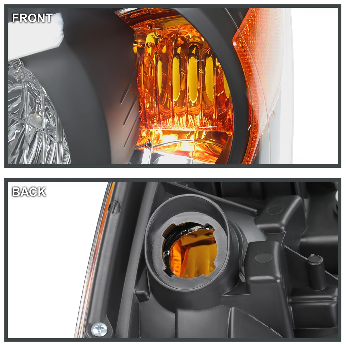 Black Headlights SPEC-D TUNING Compatible with 2004-2007 Toyota Highlander, Left + Right Head Lights Assembly