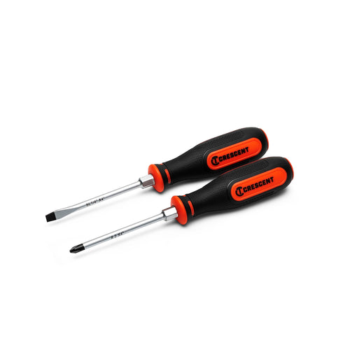 2PC Crescent Dual Material Screwdriver Set with Phillips #2x4" and Slotted 1/4"x4" - ‎CSDS2PCSET