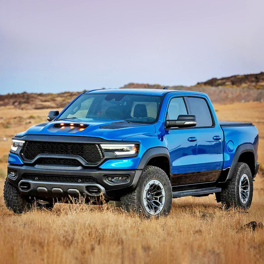4PC Spec-D Tuning Front + Rear Factory Style Bolt On Black Fender Flares Compatible with 2019-2021 Dodge Ram 1500