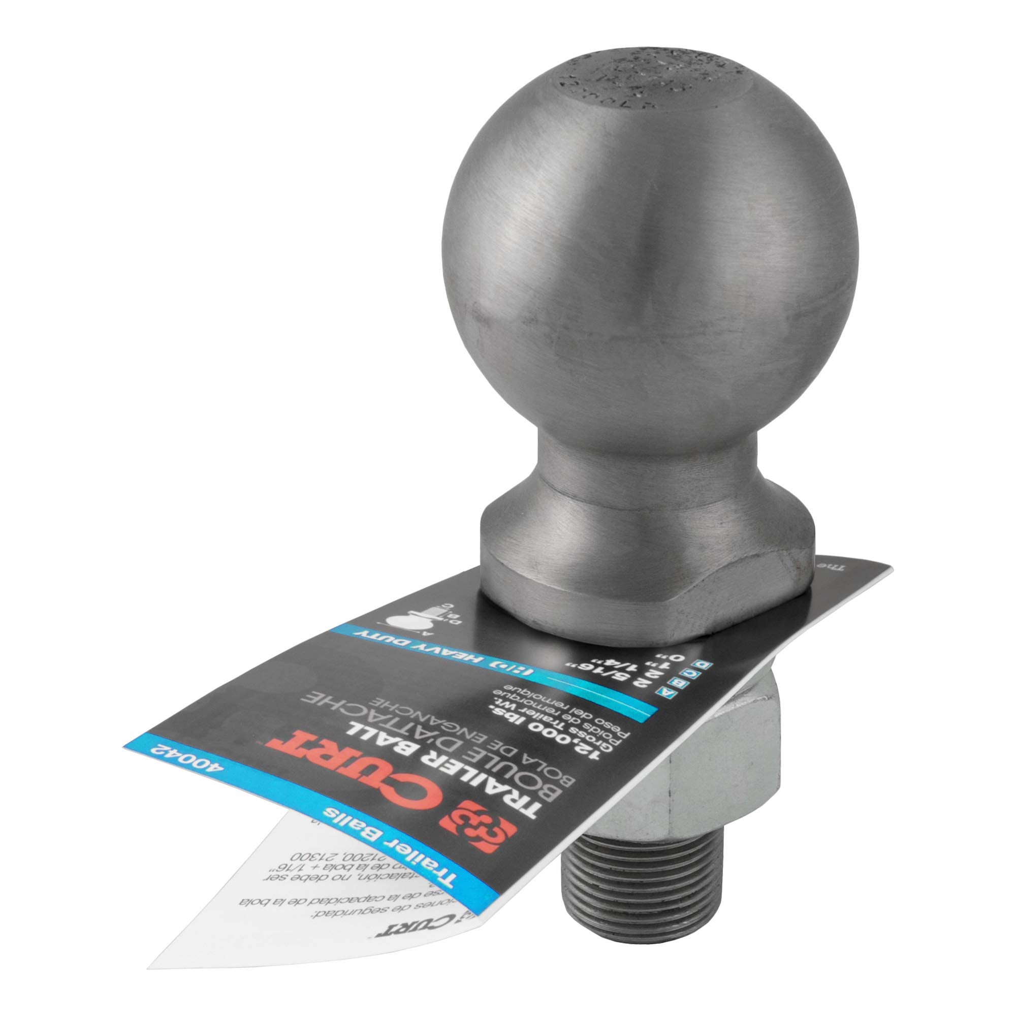 CURT 40042 Trailer Hitch Ball Raw Steel, 12,000 lbs, 2-5/16-Inch Diameter, 1 x 2-1/4-Inch Shank