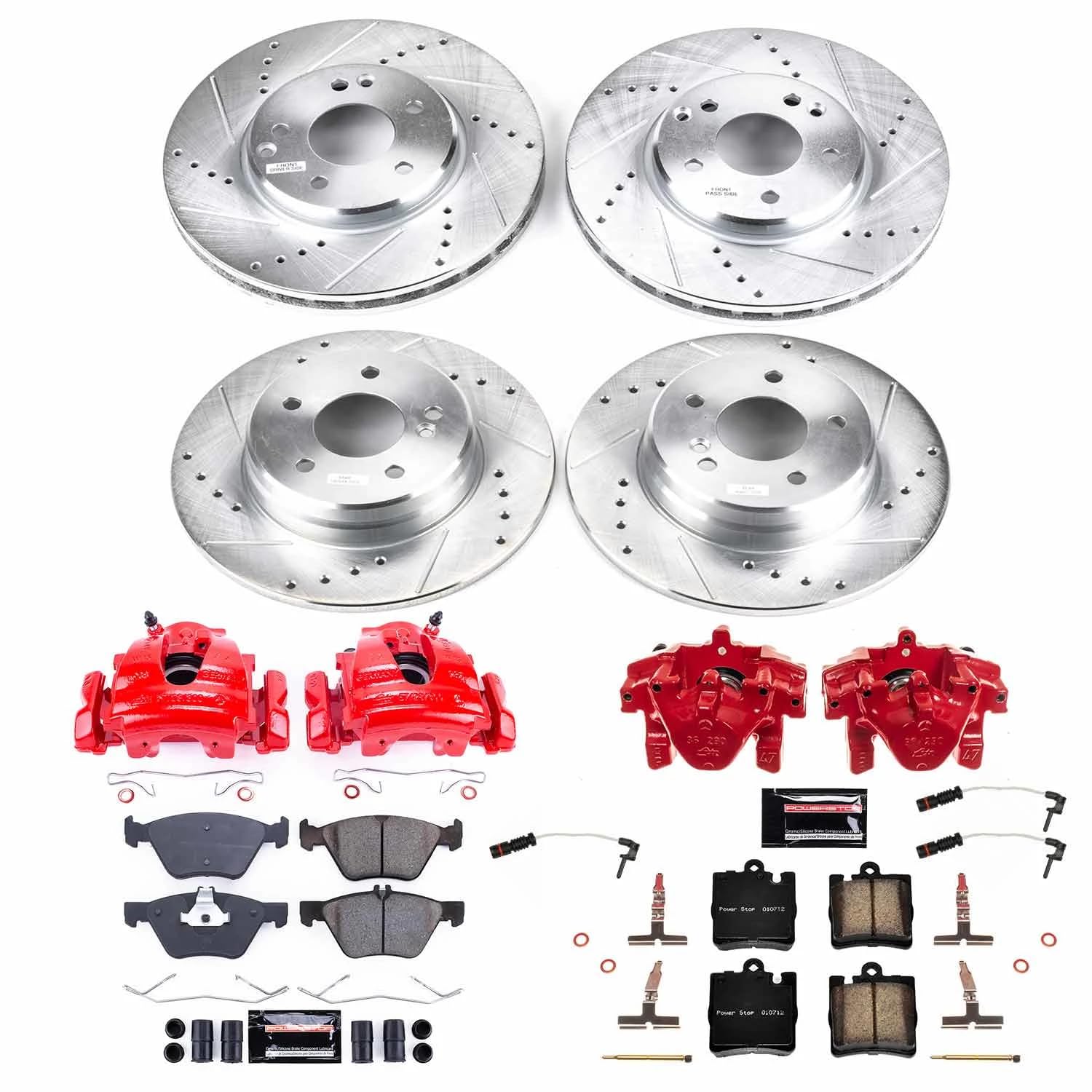 Power Stop Z23 KC6700 Front and Rear Brake Caliper Kit- Rotors, Carbon Ceramic Brake Pads, Calipers For Mercedes-Benz CLK430 2000-2003 [Model Specific]