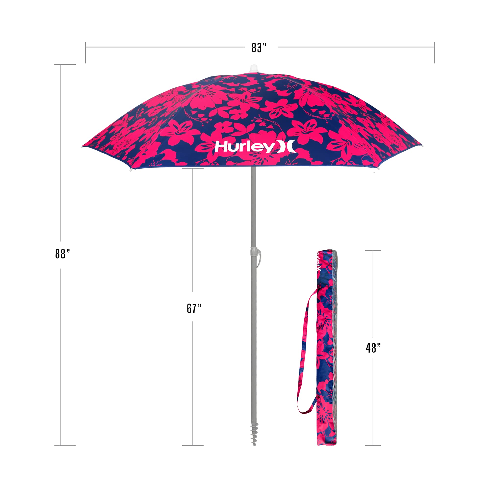 Hurley Shade Umbrella UMB7HRKONV, 7 ft, Navy