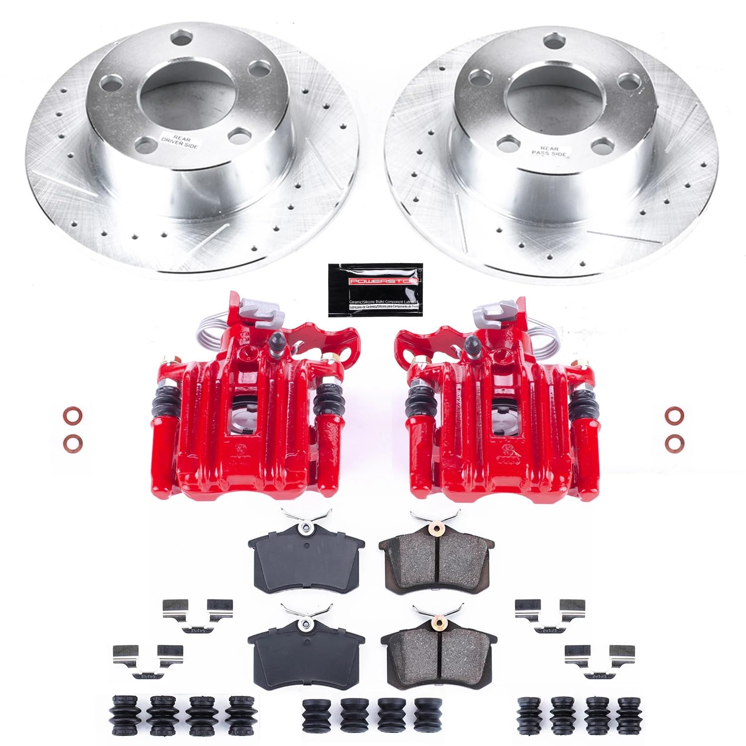 Power Stop Z23 KC515 Evolution Sport Brake Upgrade Kit with Powder Coated Calipers- Rear For Audi A6 1998-2004, Volkswagen Passat 1998-2005 [Model Specific]