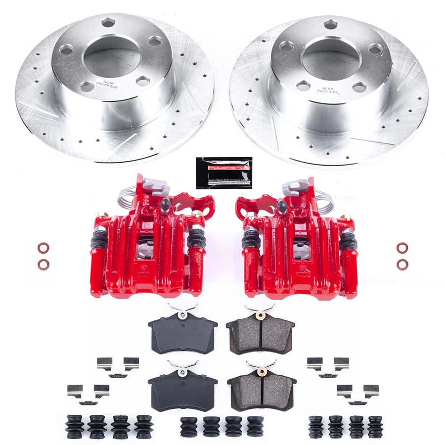 Power Stop Z23 KC515 Evolution Sport Brake Upgrade Kit with Powder Coated Calipers- Rear For Audi A6 1998-2004, Volkswagen Passat 1998-2005 [Model Specific]