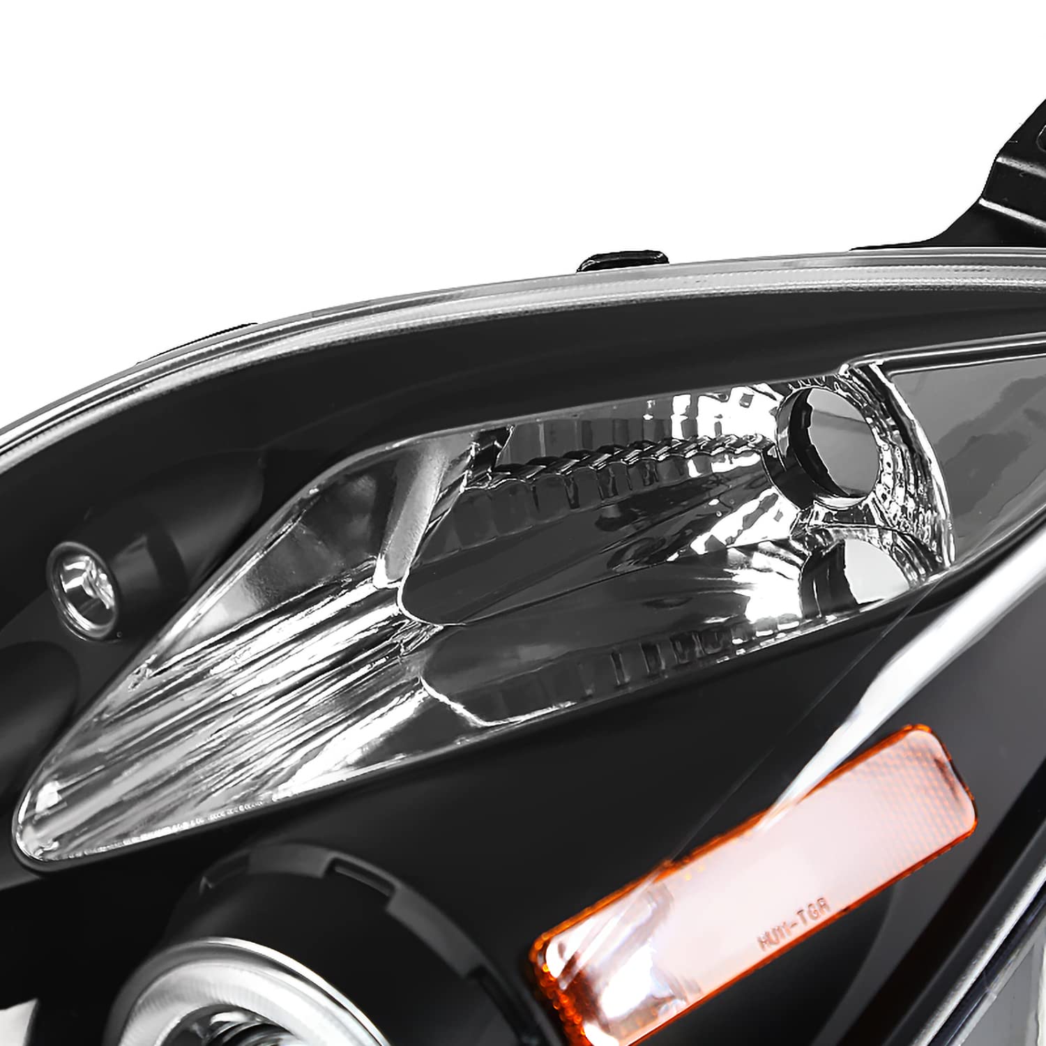 Halo Projector LED Lamps Black SPEC-D TUNING Headlights Compatible with 2006-2008 Toyota Yaris Hatchback, Left + Right Pair Headlamps Assembly