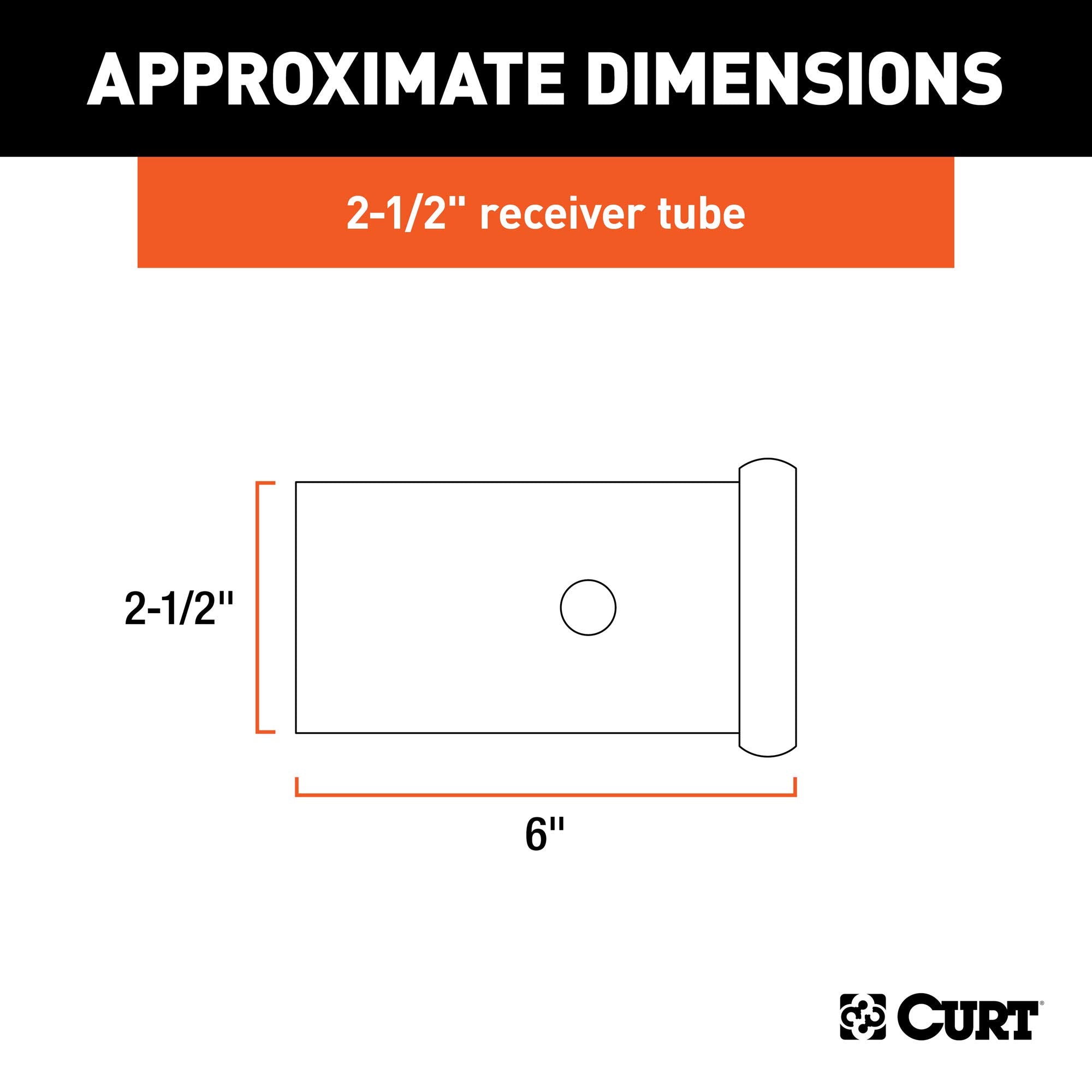 CURT 2-1/2-Inch x 6-Inch Weld-On Raw Steel Trailer Hitch Receiver Tube 49516