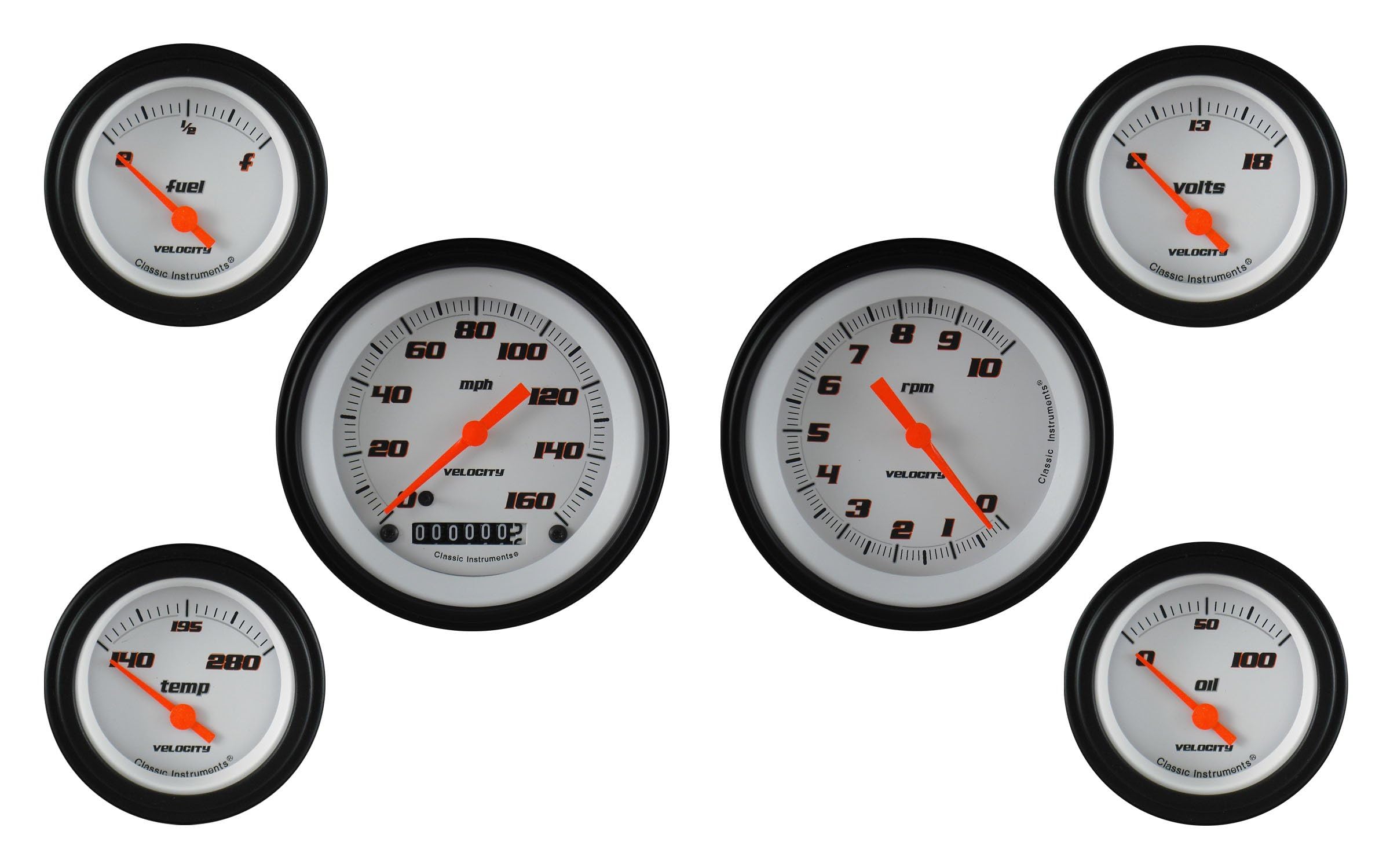 Velocity White Classic Instruments Six Gauge Set VS01WBLF