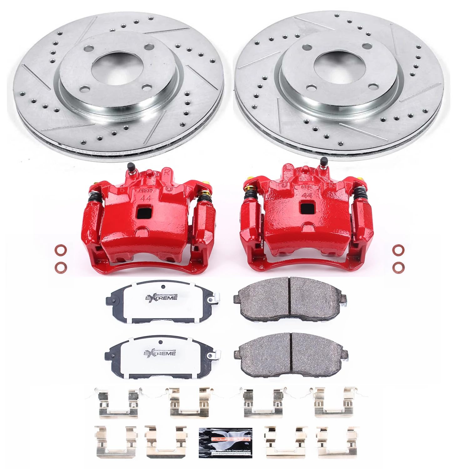 Power Stop Z26 KC5817B-26 Street Warrior Front Brake Kit-Brake Rotors, Brake Pads & Calipers For Nissan Sentra 2007-2012 [Model Specific]