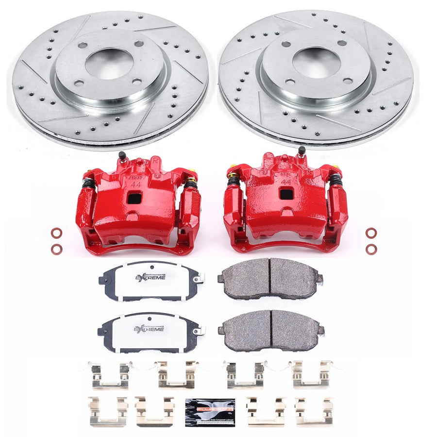 Power Stop Z26 KC5817B-26 Street Warrior Front Brake Kit-Brake Rotors, Brake Pads & Calipers For Nissan Sentra 2007-2012 [Model Specific]