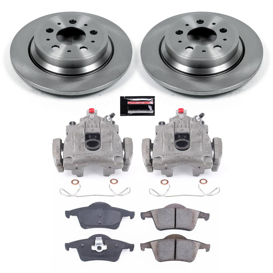 Power Stop KCOE5196 Replacement Autospecialty Rear Caliper Kit-Rotors, Ceramic Brake Pads, Calipers For Volvo S60, Volvo S80, Volvo V70, Volvo XC70 [Model Specific]
