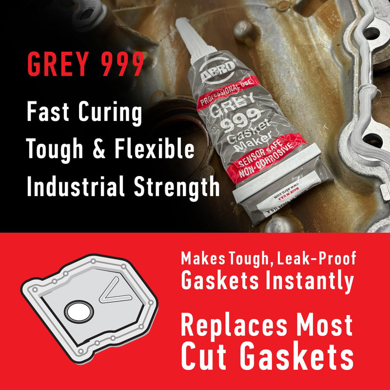 RTV Silicone Sealant and Gasket Maker ABRO - 650 Degrees F, OEM Specified, Sensor Safe, Non-Corrosive, High Temp Silicone Sealant/Head Gasket Sealant Neutral Cure, Low Odor, 3 oz. Tube - Grey