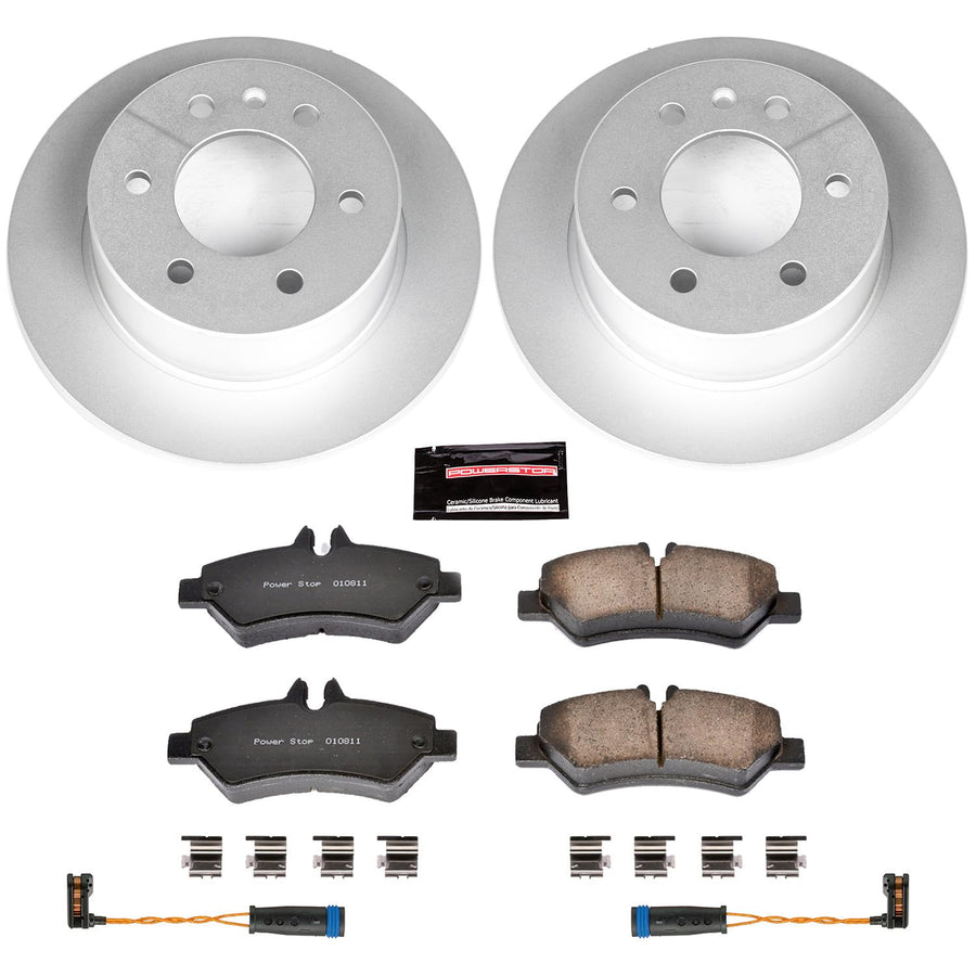 Power Stop Z23 Evolution Geomet Coated Brake Kit and 2 Rear Wires Sensor