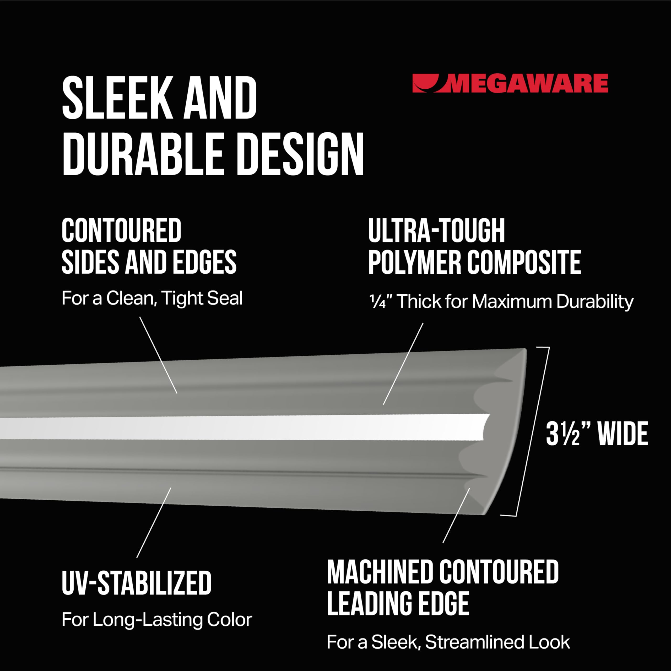 MEGAWARE PONTOONGUARD KEELGUARD - USA Made, Protects Pontoon Tubes Against Damage; Reflective Safety Strip Enhance Night Visibility; Log Bumper Guard; 3.5" Wide; 40ft Kit - Pontoon up to 25ft (Black)