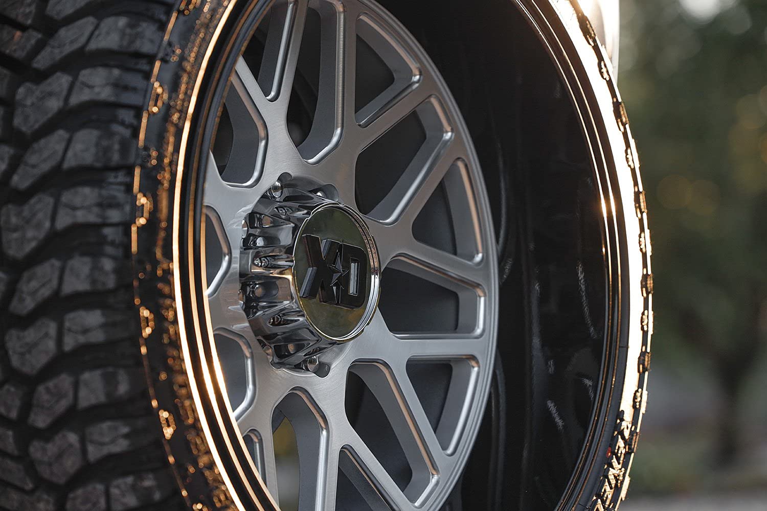 Xd849 Wheels Grenade 2 Brushed Milled with Gloss Black Lip Wheel with Alloy Steel (20 x 9. inches /8 x 125 mm, 0 mm Offset)