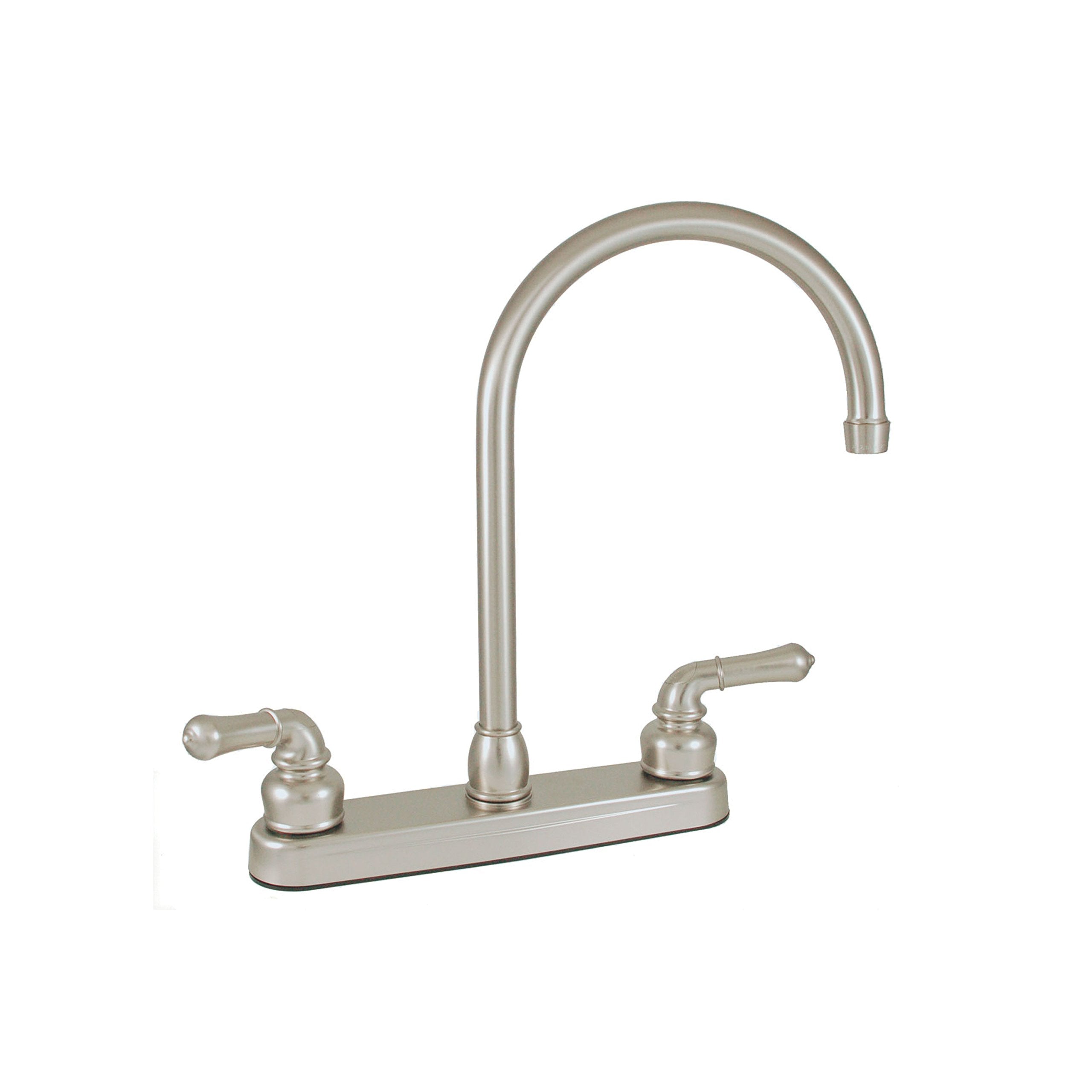 U-YNN800GSN Empire Faucets 8" Non-Metallic Kitchen Faucet with Gooseneck Spout & Teapot Handles - Brushed Nickel