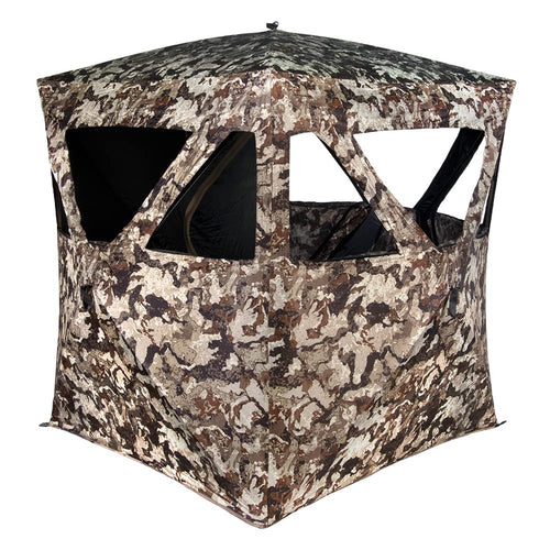 Muddy Whitetail Hunting Deer Buck Hog Watertight 300D Fabric Standing Height 66” Veil Camo Pattern Three Person Ground Blind