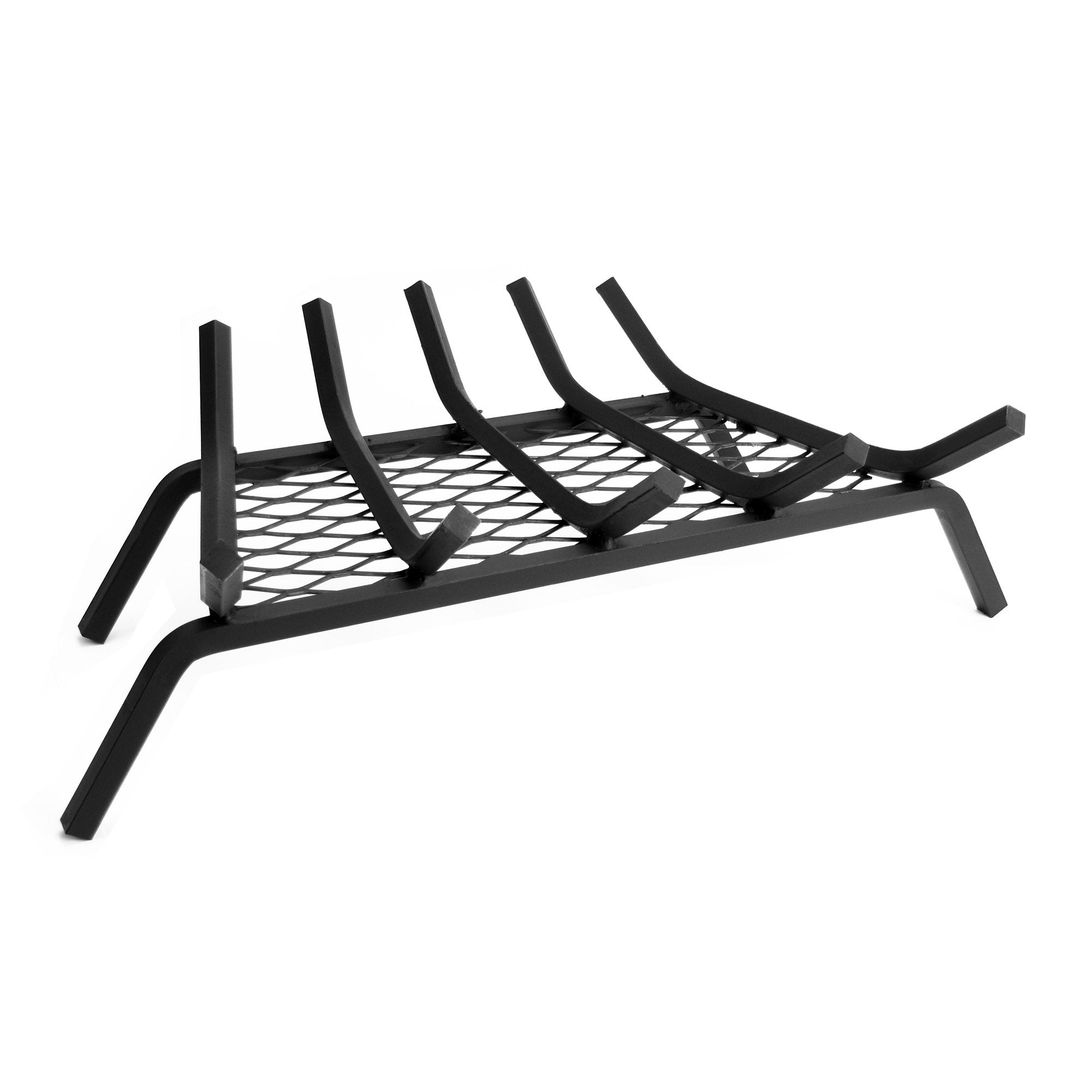 1/2" Solid Steel Fireplace Grates With Ember Retainer, Black, Pleasant Hearth, 21-Inch