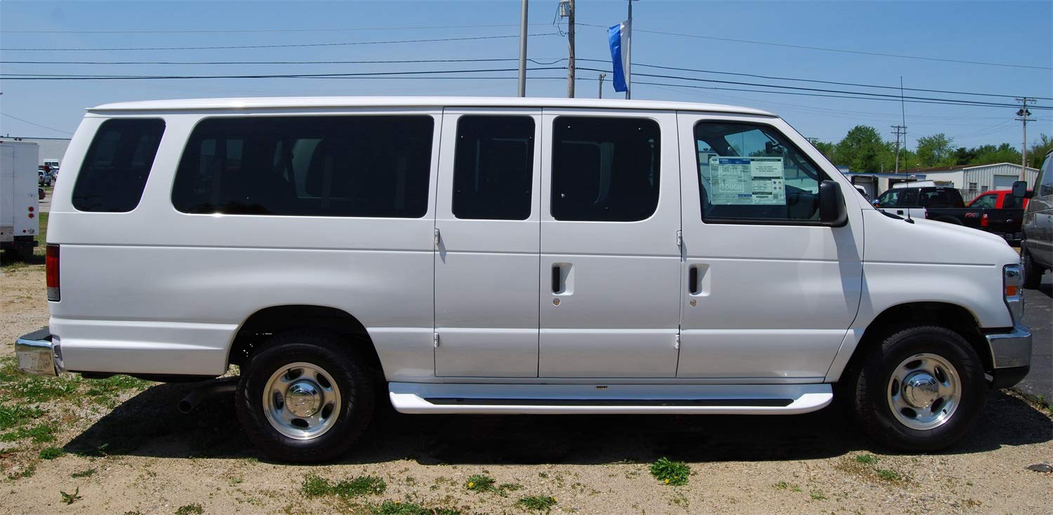 Owens Products Glastep 2190 Custom Molded Fiberglass Gray Running Boards 92-14 Ford E Series Van Full Size 138 Inch Fiberglass Gray, 1 Pack