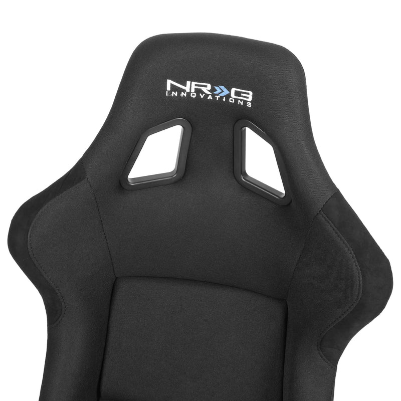 NRG Innovations Fixed Back NRG-RSC-302CF-RD Bucket Racing Seat with Universal Side Mount Bracket,Red Carbon Fiber Back, Black/Red