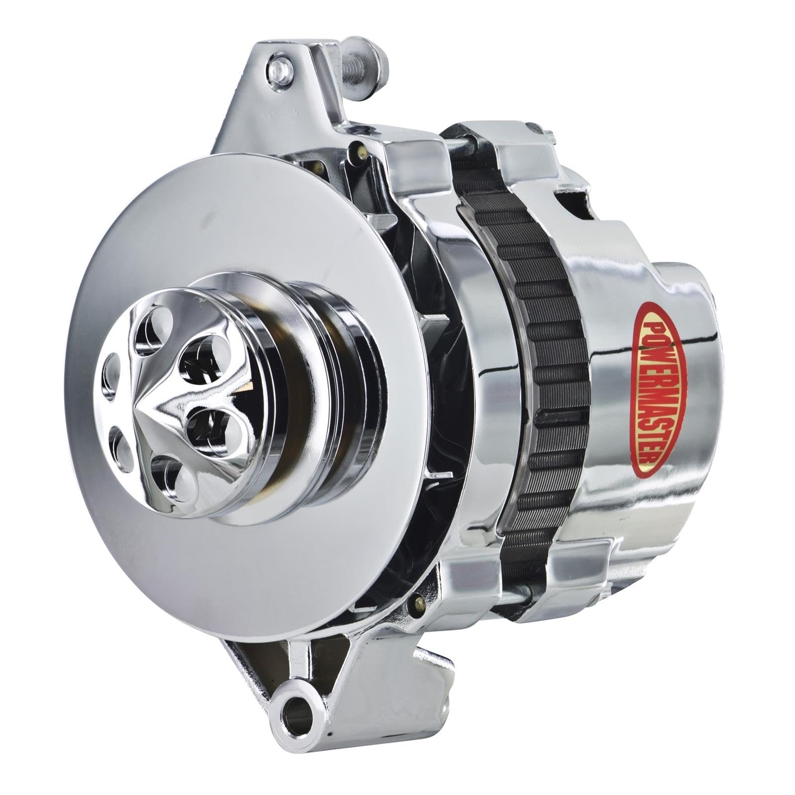 Alt GM CS130 Chrome 140A 1V Pulley Baffle & Cone Str MTG Powermaster 6.61" 1-Wire or OE Hookup