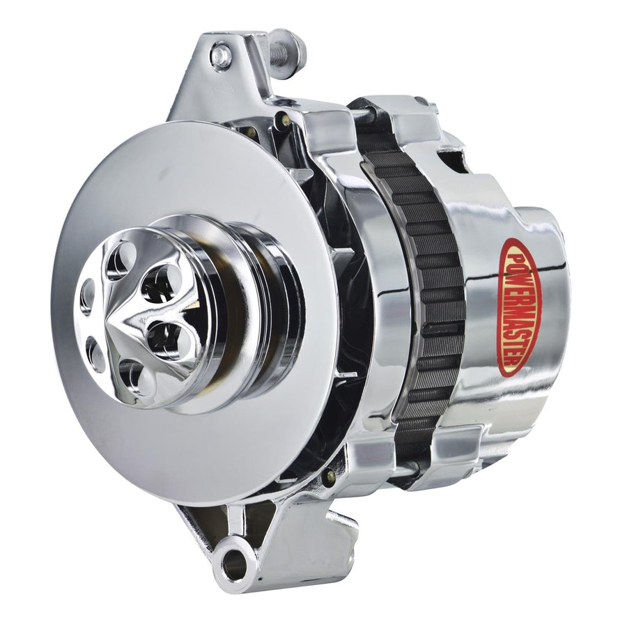 Alt GM CS130 Chrome 140A 1V Pulley Baffle & Cone Str MTG Powermaster 6.61" 1-Wire or OE Hookup