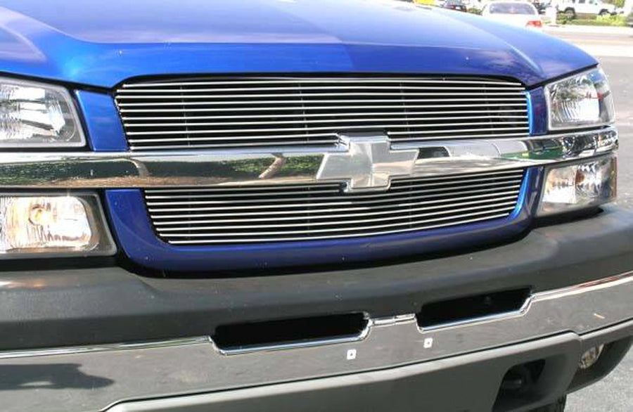 Horizontal T-Rex 21100 Aluminum Polished Finish Billet Grille Insert and Overlay for Chevrolet Silverado