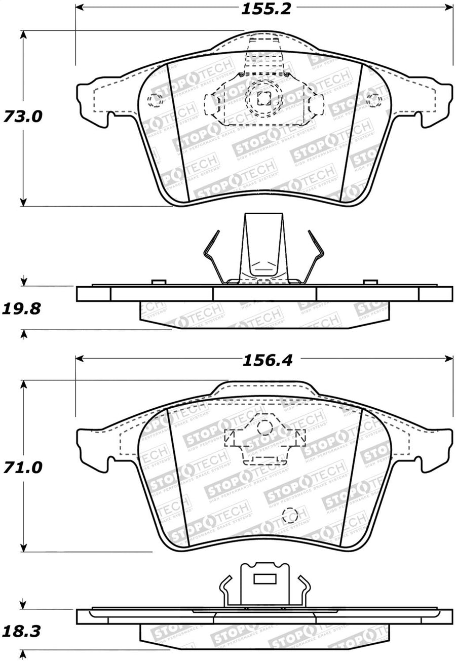 Front StopTech 308.10030 Brake Pads with Shims; Street