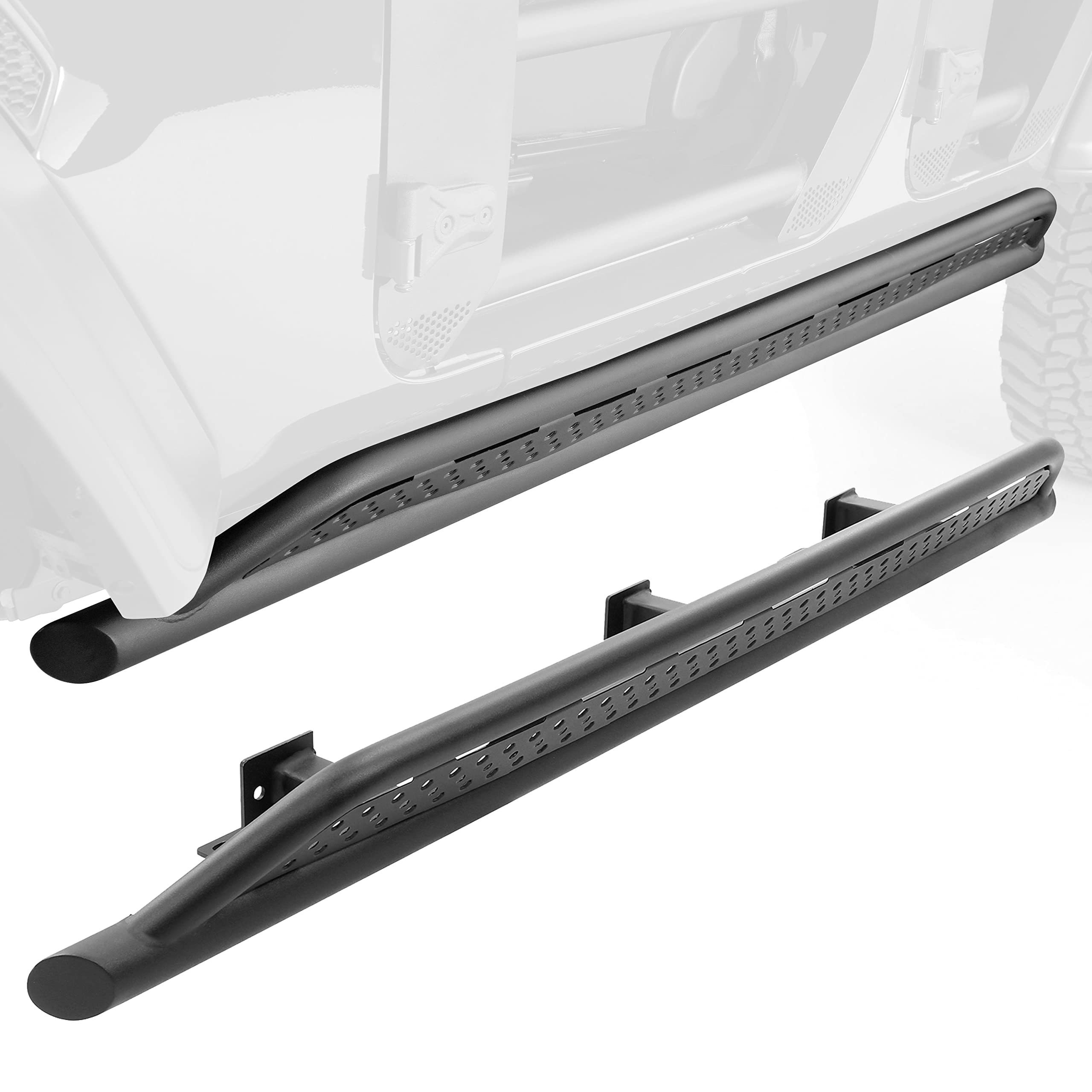 Frame Mount Go Rhino Sliders & Welded Mounting Brackets | Mild Steel, Textured Black | FS4505T | Fits 2007-2018 Jeep Wrangler JKU, 4-Door