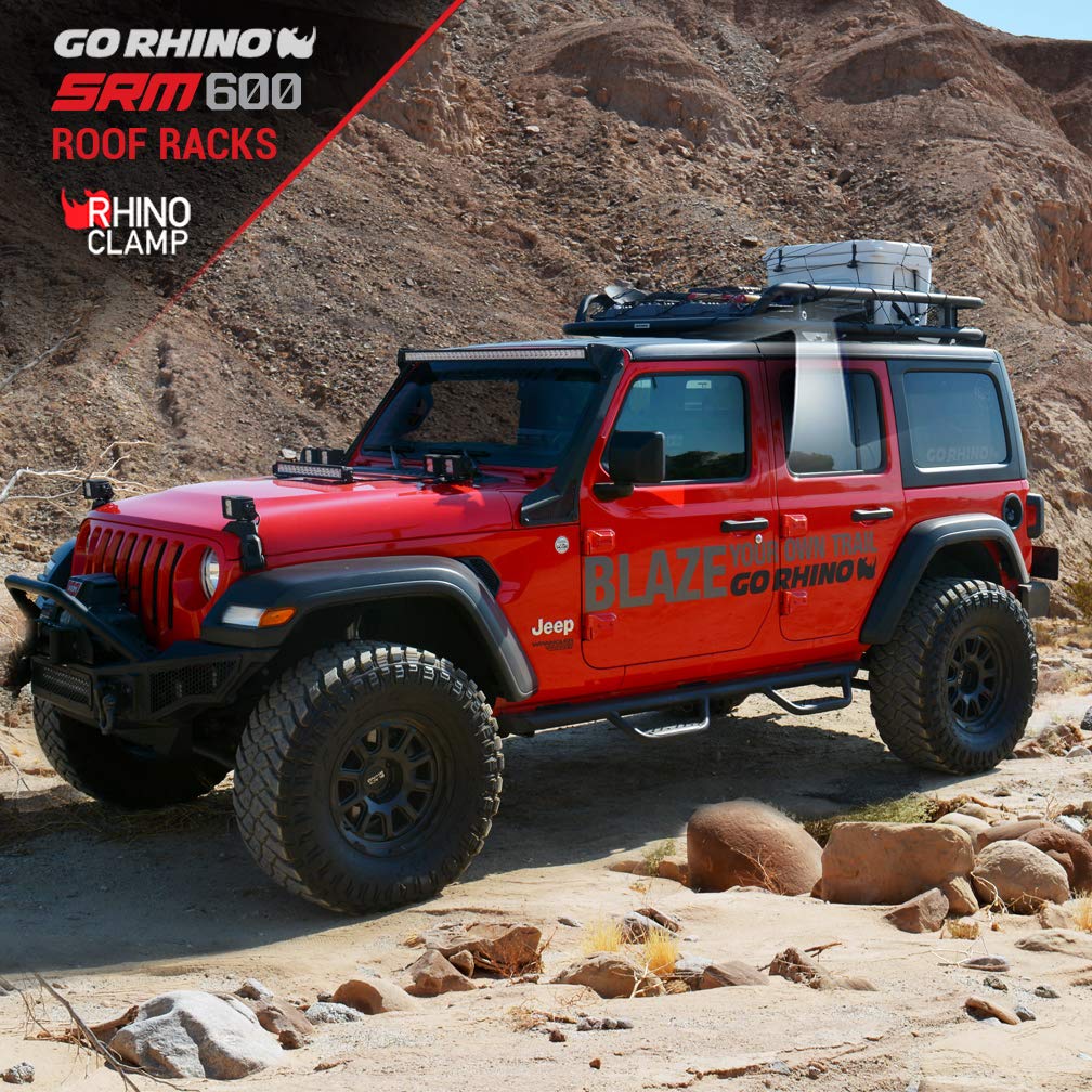 Go Rhino Roof Rack SRM 600 - Tubular Basket-Style Rack & Clamps | Aluminum, Textured Black, L: 65" x W: 52" | 5936065T