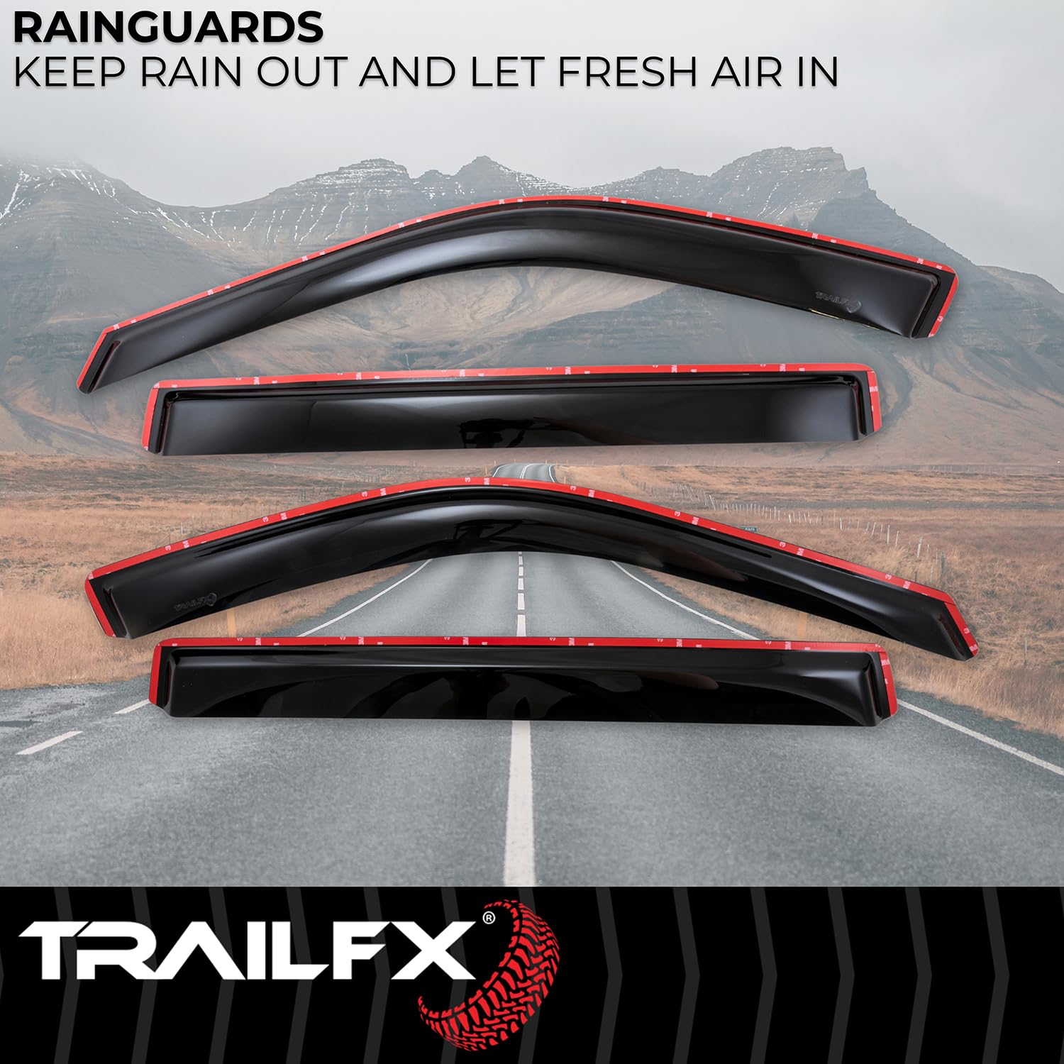 TrailFX Acrylic Rainguards Low Profile Fits 2022-2025 Toyota Tundra Crew Max in-Channel Smoke Window Vents Snap-in Installation Set of 4 Rain Guards TrailFX 4888IC