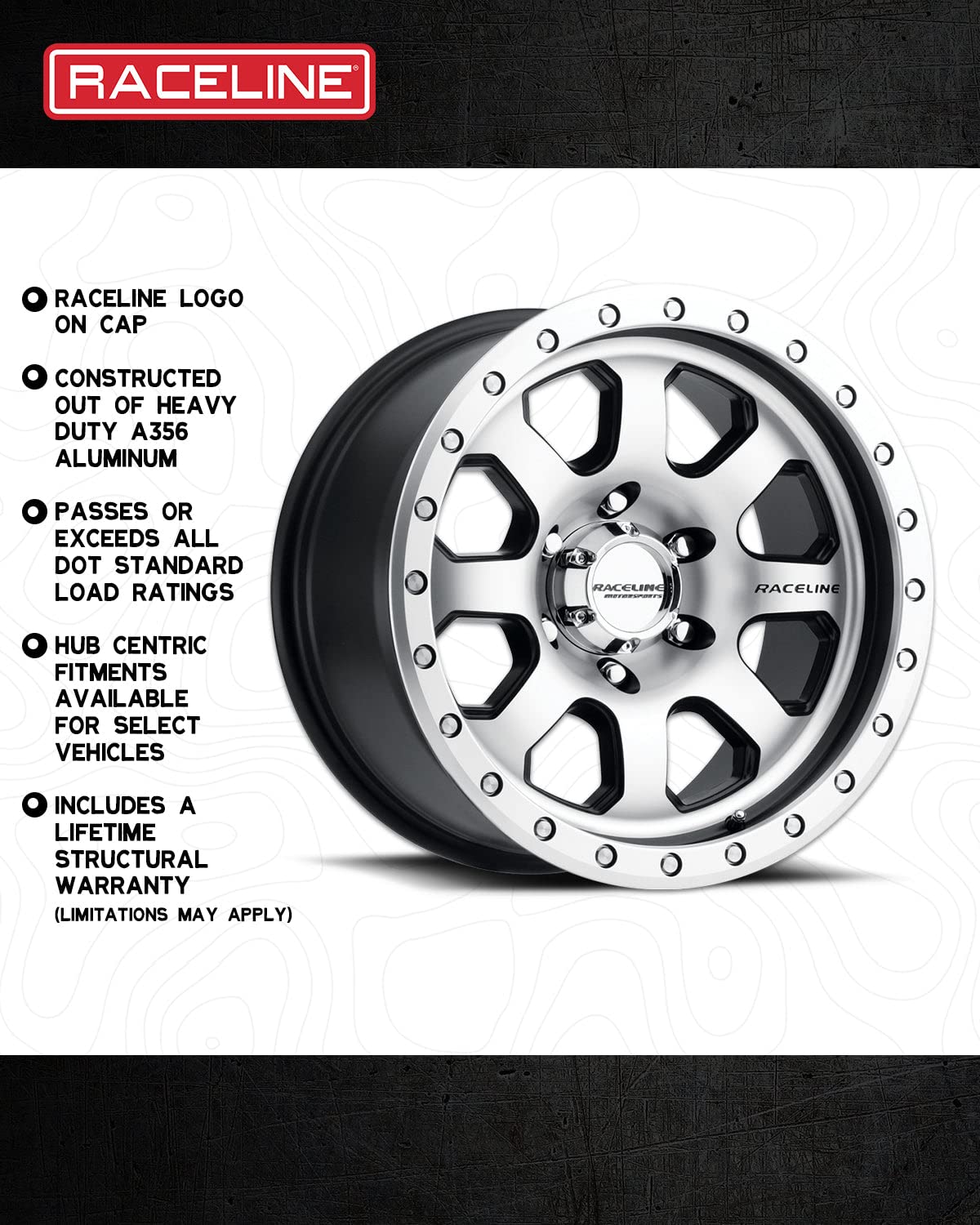 Wheels Raceline 929M AVENGER Black W/Machined Finish 17X9"5X5 Bolt Pattern -12mm Offset/(4.5"B/S) 8 Spoke Aluminum Passenger Car Wheels, Full Size Replacement Black Car Rims