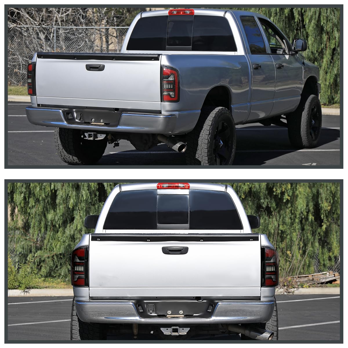 Black Tail Lights w/Red LED SPEC-D TUNING Compatible with 2007-2008 Dodge Ram 1500/2500 / 3500, Left + Right Pair Assembly