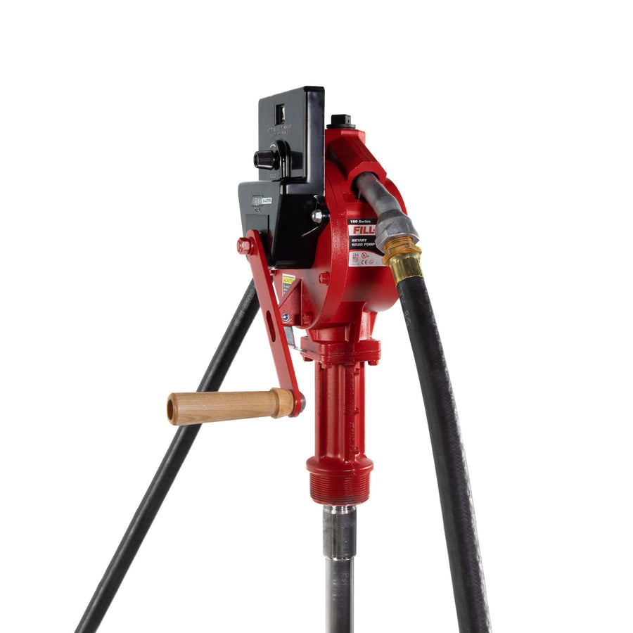 Fill-Rite Fuel Transfer Rotary Hand Pump FR112CL w/Liter Counter, Discharge Hose, Nozzle Spout, & Suction Pipe