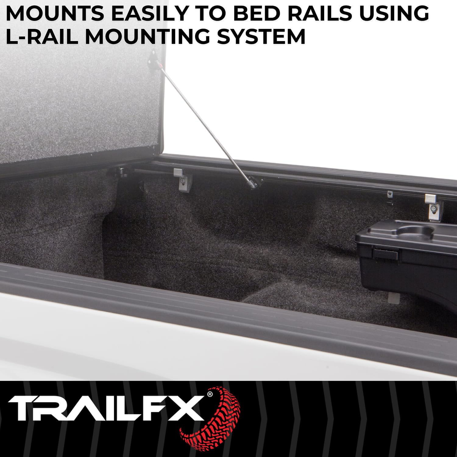 Trail FX Tonneau Cover 2 Folds/ TFX1714, Hard Folding, 3 Panels, 3 Riding Positions, Lockable, Black, Aluminum, with Carpeted Under Panels, Fits 2023-2025 Chevrolet/GMC Colorado/Canyon 5 Feet Bed