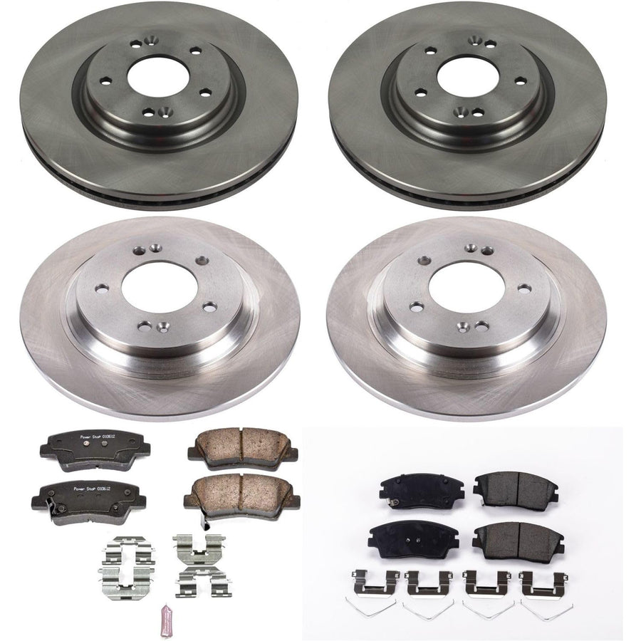 Power Stop Autospecialty KOE8284 Front and Rear Replacement Brake Kit-OE Brake Rotors & Ceramic Brake Pads For Hyundai Elantra GT 2018-2020, Kia Forte 2022 [Model Specific]