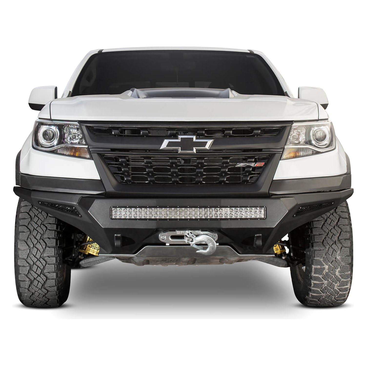 Stealth Fighter Front Bumper Addictive Desert Designs F371202740103 Hammer Black Panel Color Satin Black w/Winch Mount