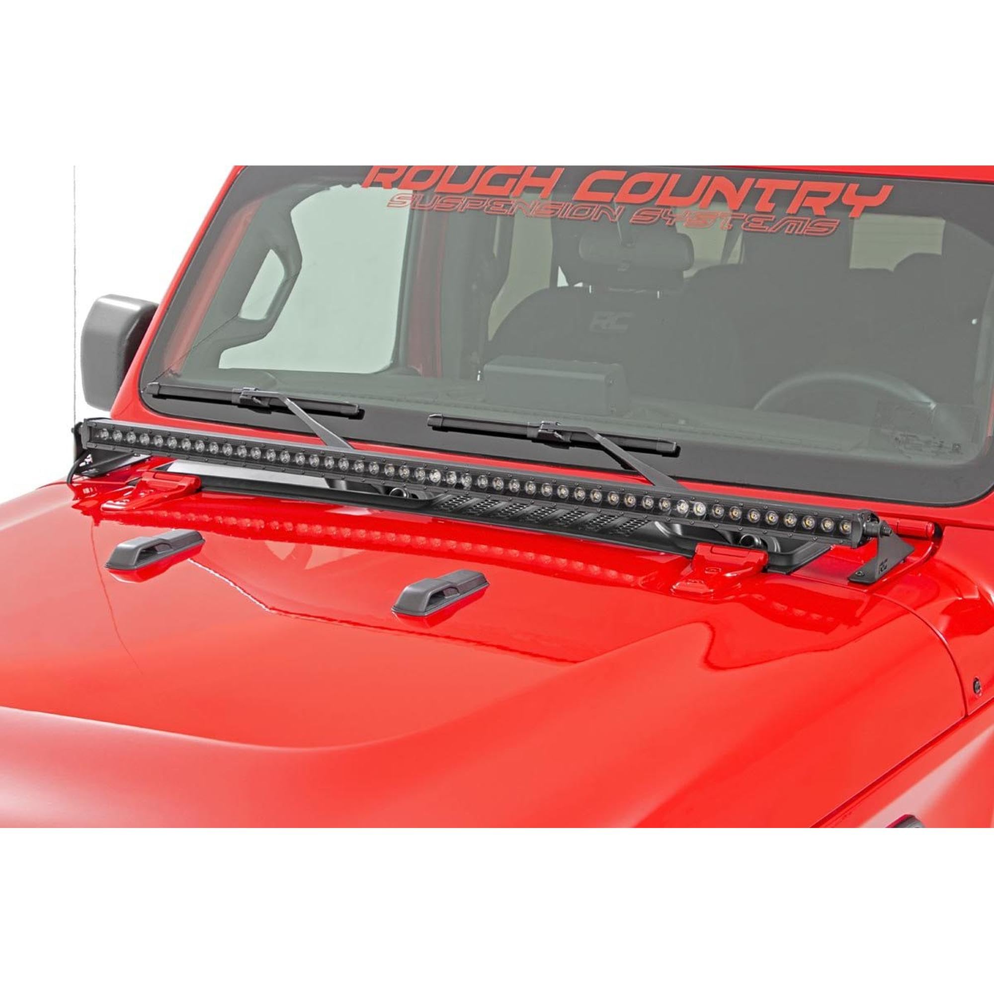 50" Rough Country LED Light Bar Kit for Jeep Wrangler JL & Gladiator JT (2018-2025) - Hood Mount, 270W Spectrum Series, 24,300 Lumens, Combo Spot & Flood Beam