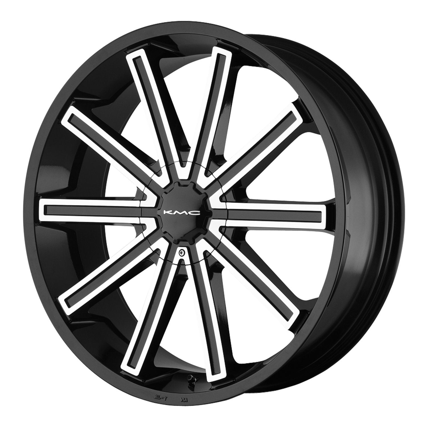KMC Gloss Black Machined KM681 Wheel (24 x 9. inches /0 x 72 mm, 15 mm Offset)